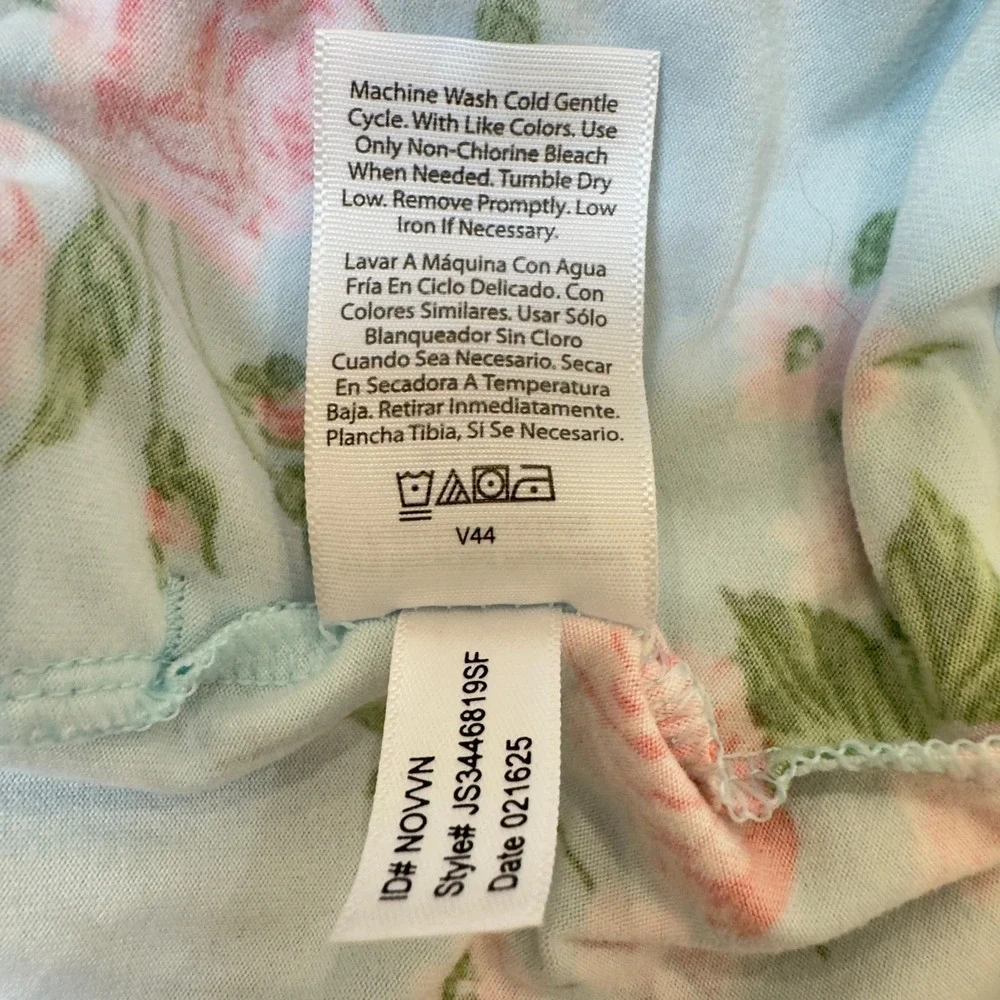 Joyspun Blue Pink Rose Floral Pajama Set Short Sleeve Top Shorts Small 4-6 - Picture 11 of 14